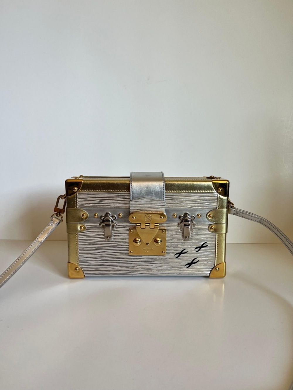 Louis Vuitton Silver and Gold Mini Trunk Crossbody